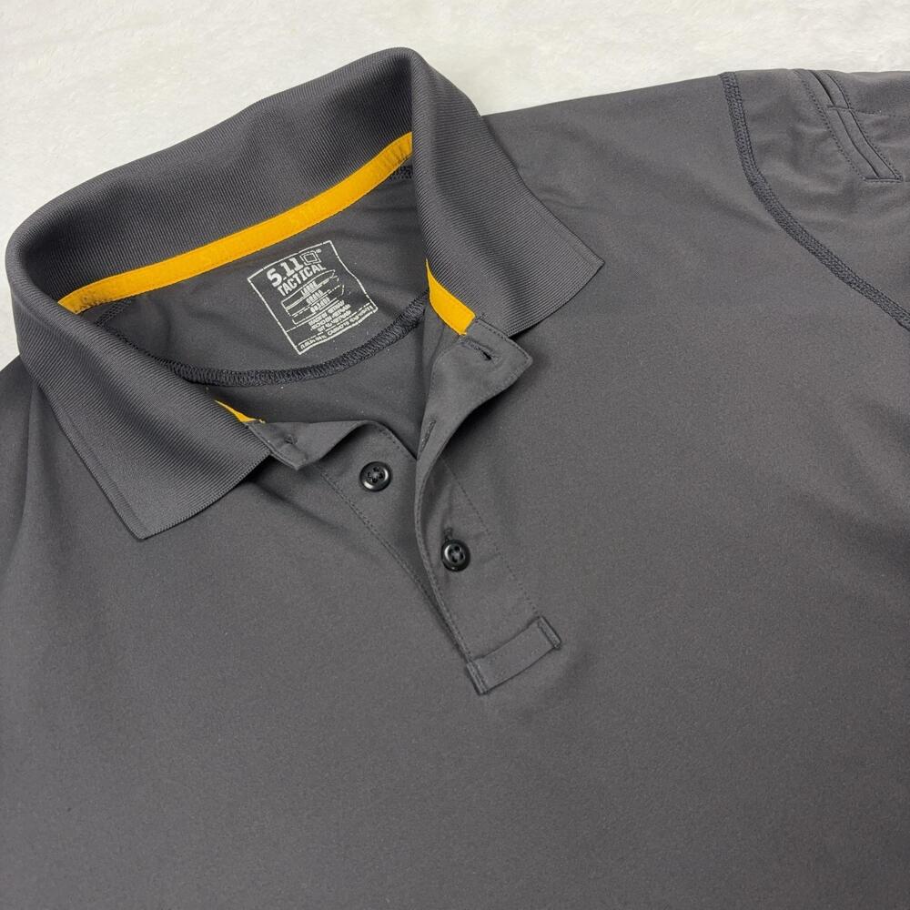 5.11 Tactical Short Sleeve Polo Shirt Mens L Gray Microfiber Button Placket